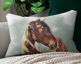 Farmhouse Horse Lumbar Pillow | fam horse throw pillow | farmhouse home decor | western horse pillow | pillow & cover | decorative pillow