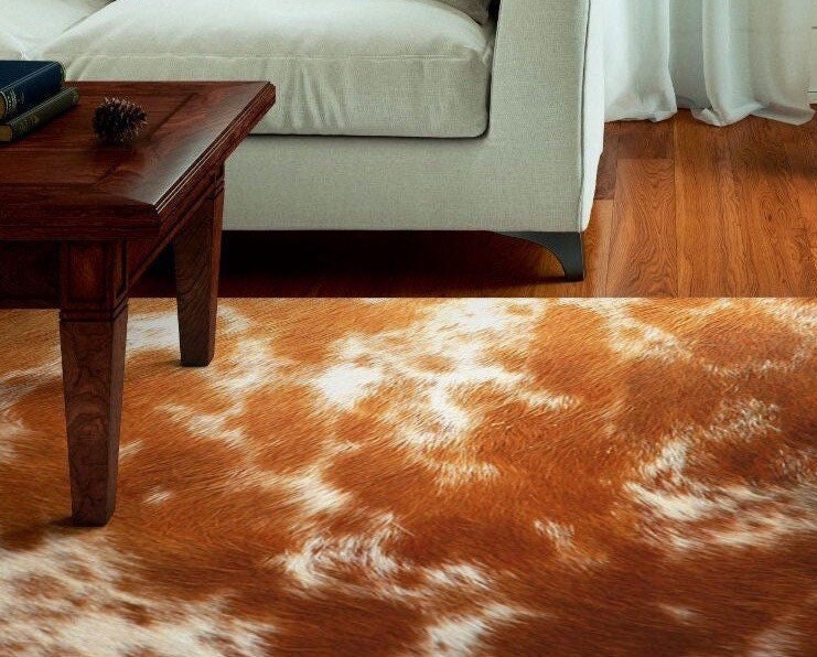 Cowhide Print Area Rug Cow Print Area Rug Farmhouse Rug Etsy