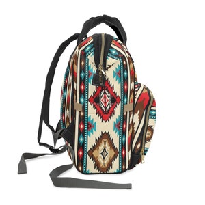 Personalized Southwestern Diaper Backpack | boho western backpack | custom tribal Indian baby bag | new mom gift | monogrammed backpack image 4