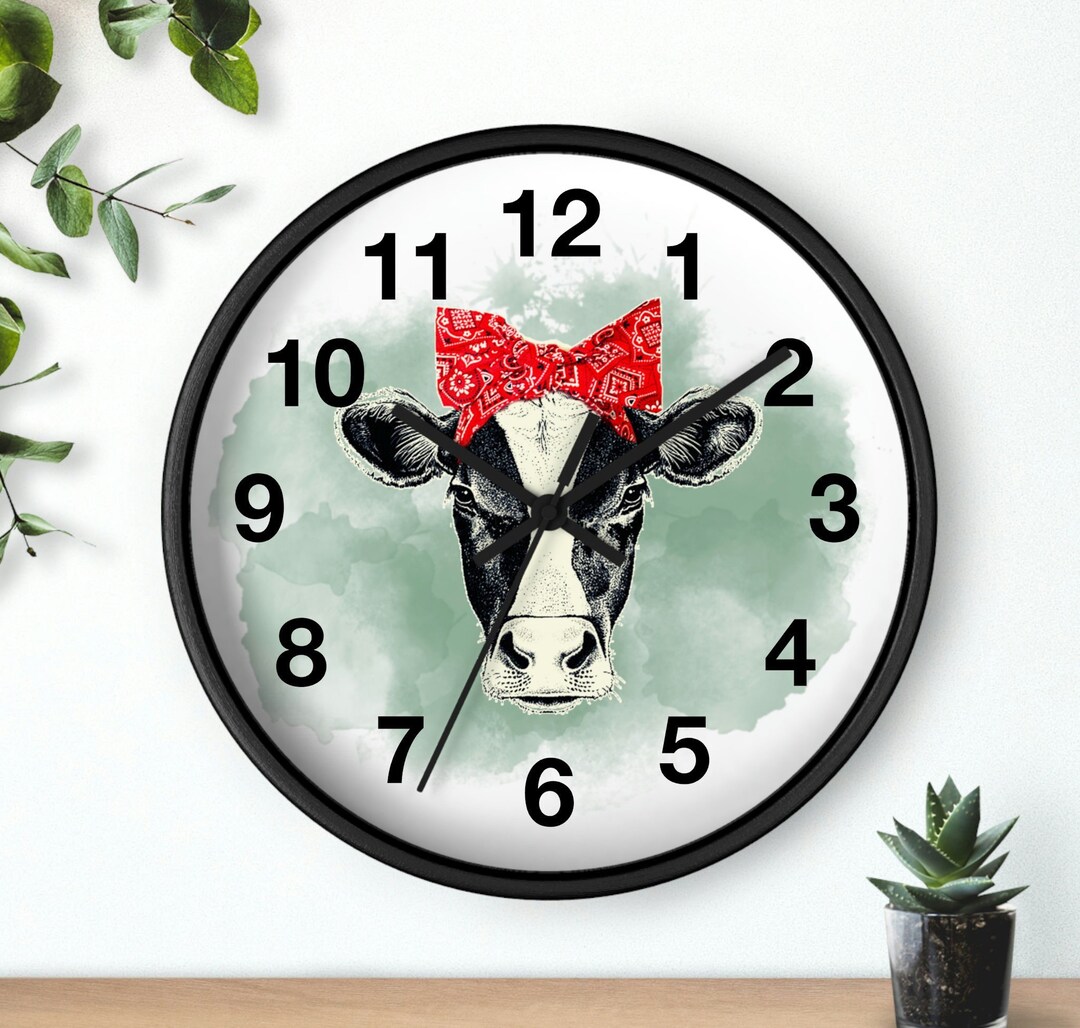 Farm Cow Wall Clock | Western Wooden Clock | Country Farm Clock | Farm ...