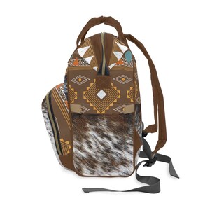Personalized Faux Cowhide Backpack | boho western backpack | monogrammed diaper bag | cow hide print baby bag | personalized backpack image 5
