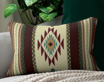 Southwestern BohoThrow Pillow , western tribal Indian lumbar pillow , southwest accent pillow , ranch style home decor , decorative pillow
