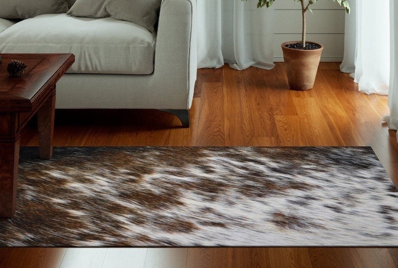 Cow Print Rug Rectangular Western Cowhide Rug, Animal Cow Print Area Rug, Faux Cowhide Accent Rug ...