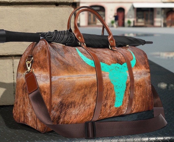 White and brown leather luggage cheap