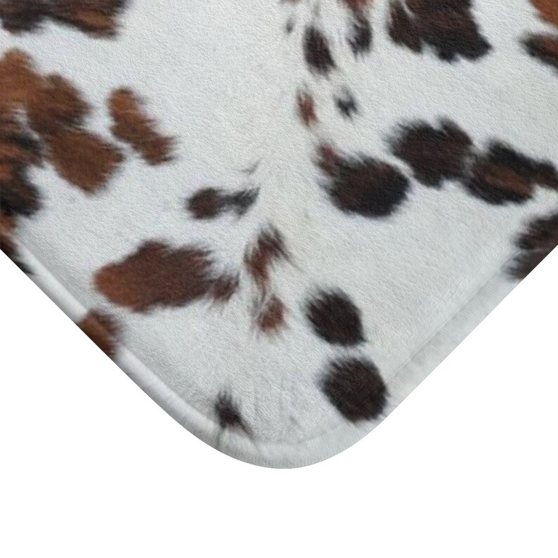 Cowhide Print Bath Mat Faux Cowhide Bath Rug Cow Hide Etsy