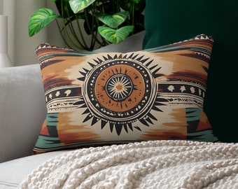Boho Southwestern Lumbar Throw Pillow, western accent pillow, tribal Indian pillow, Aztec pillow, western home decor, ranch style room decor