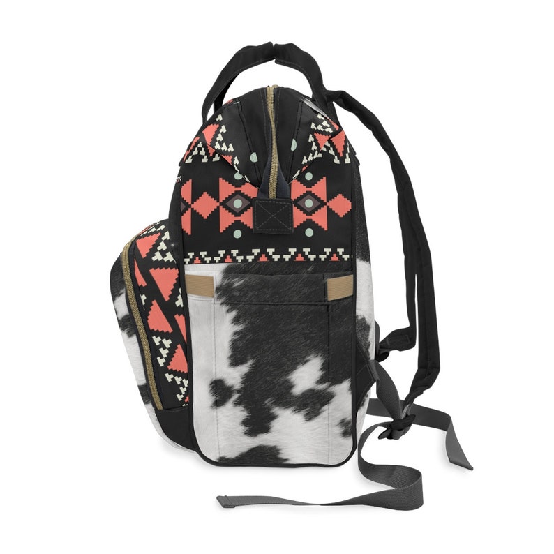 Personalized Faux Cowhide Backpack | boho western baby bag | monogrammed diaper bag | cow hide print back pack | customized backpack image 4