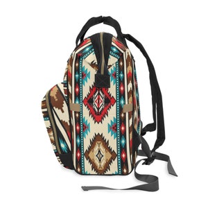 Personalized Southwestern Diaper Backpack | boho western backpack | custom tribal Indian baby bag | new mom gift | monogrammed backpack image 6