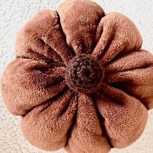 Medium handmade soft velvet rust Brown pumpkin pillow