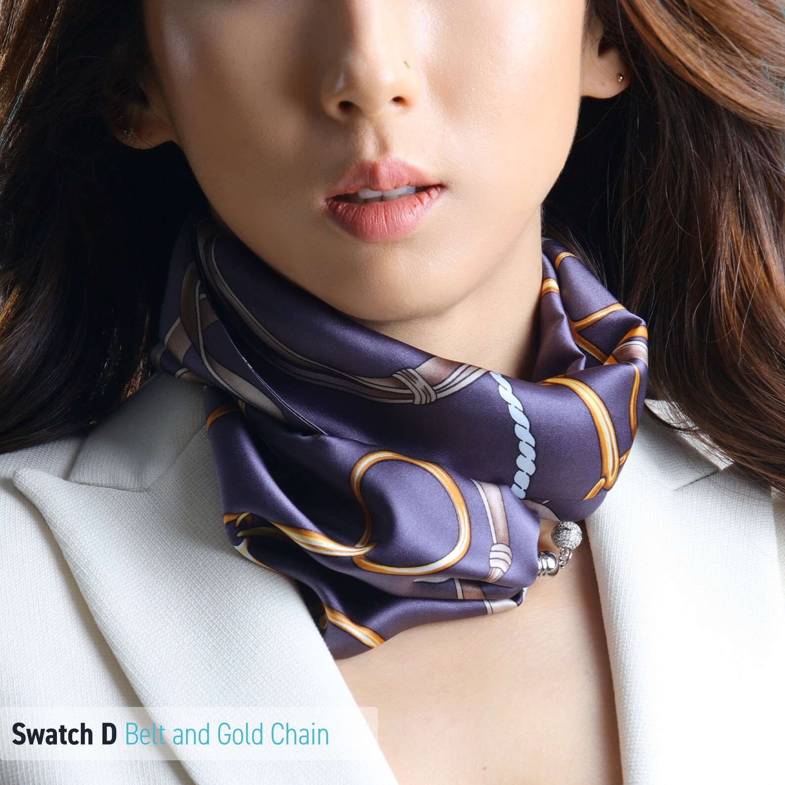 100 Pure Silk Neck Scarf with Clasps Artisan Etsy