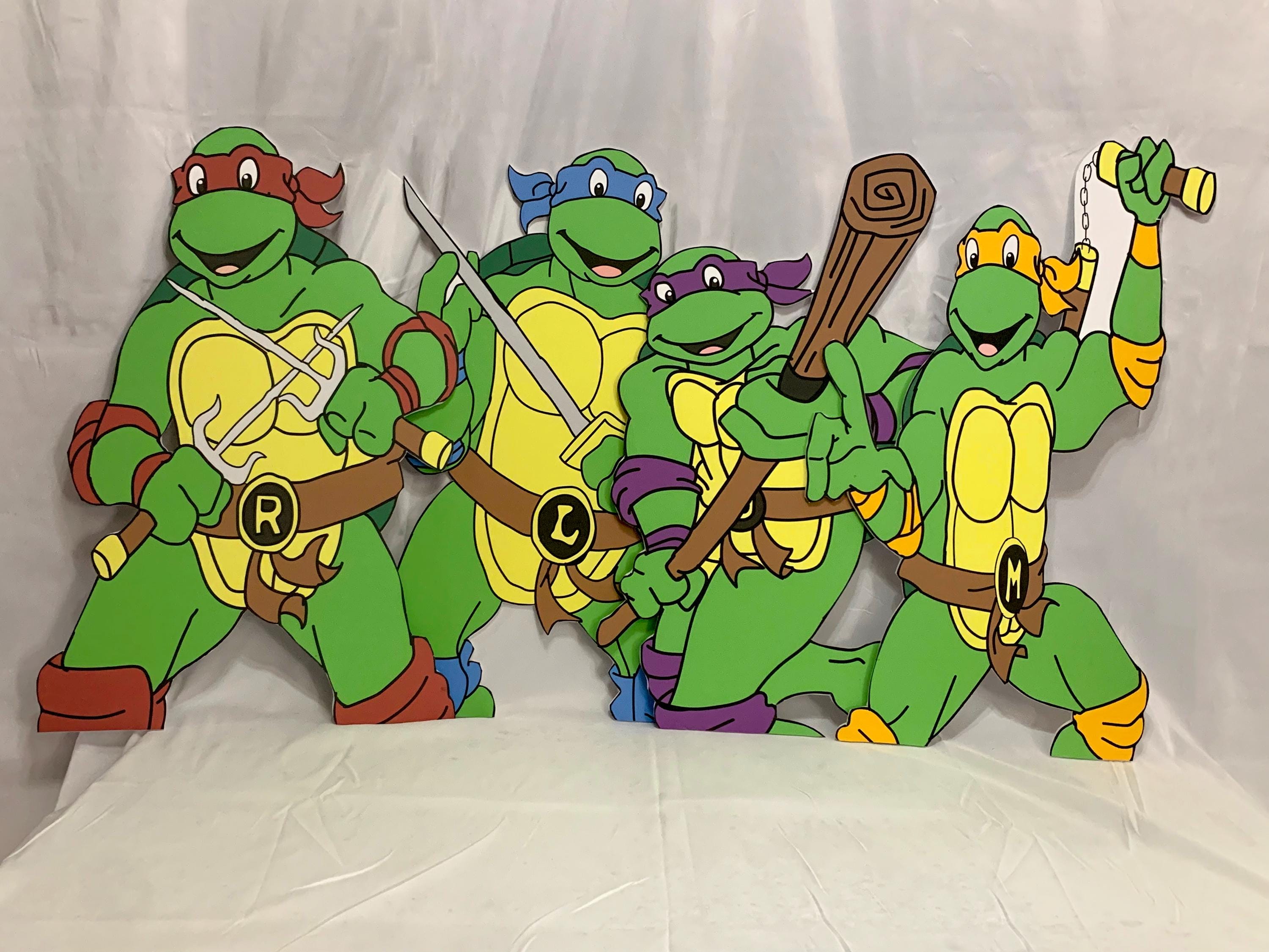 Decoración de fiesta de cumpleaños recortable de las Tortugas Ninja Adolescentes Mutantes TMNT, soporte para pared, 2 pies de alto