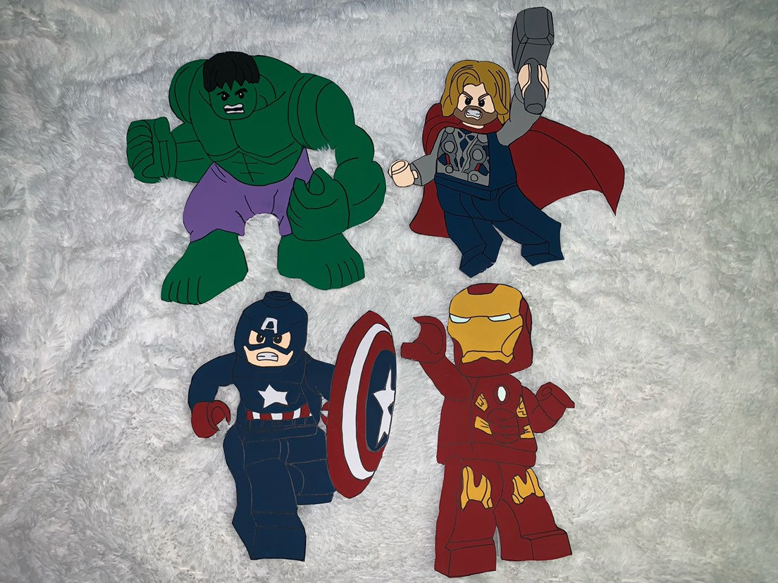 Lego Avengers Party Prop Marvel Super Hero Character Cut Out Birthday Party Prop Decoration Iron Man Captain America Hulk Thor Etsy