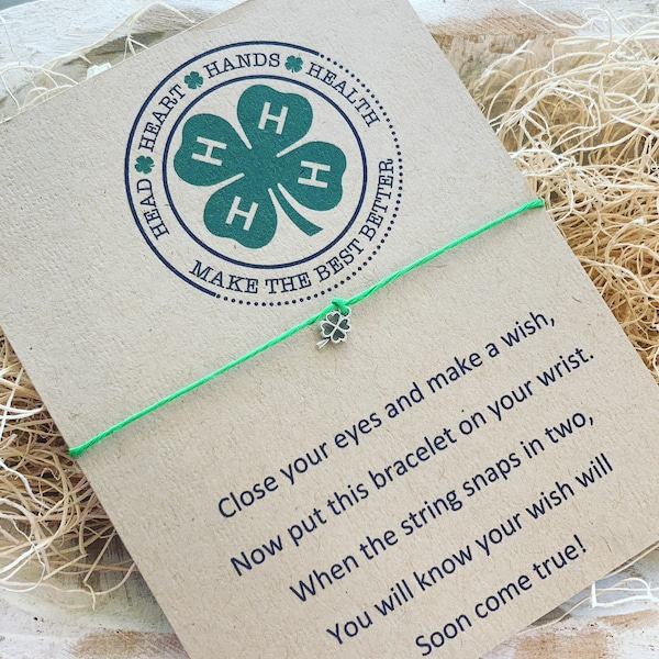 4h bracelet , adjustable wish bracelet, 4h gift