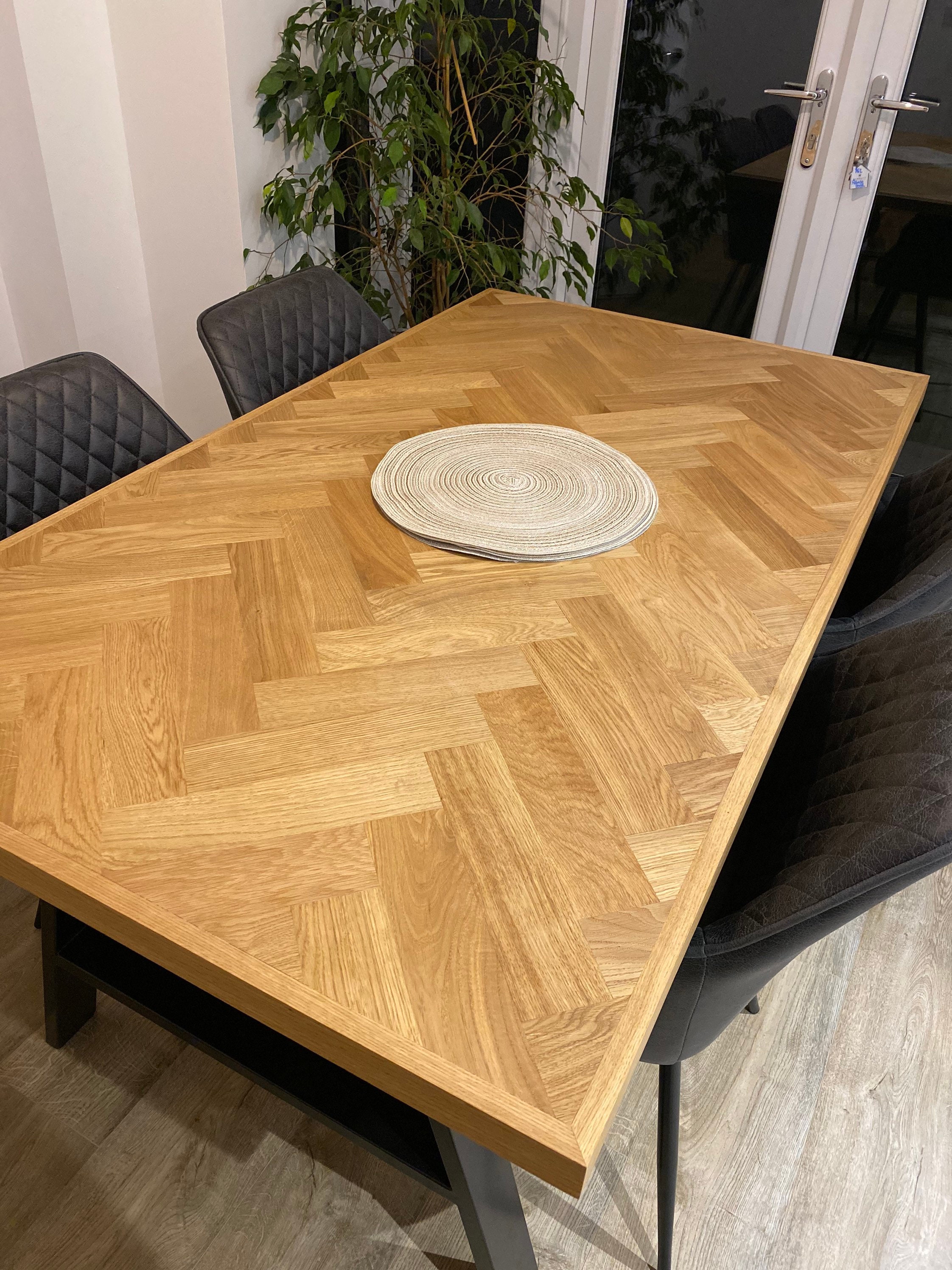 Oak Dining Table, Herringbone, Parquet Pattern Etsy UK