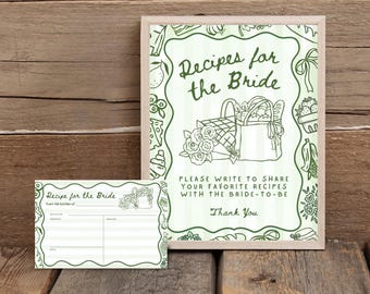 Sie ist frisch vom Markt Brautdusche Rezepte für die Braut-zu-Be Schild und Karten (Digitaler Download), Farmer's Markt Hochzeitsdusche