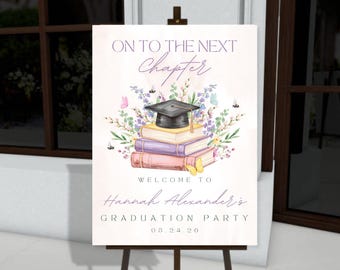 Comienza el siguiente capítulo: Letrero de bienvenida para la fiesta de graduación de Wildflower (descarga digital), Nuevo capítulo, Libro Fiesta de graduación