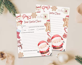 Letter To Santa Claus (Digital Download), Printable Santa Wish List Letter, Dear Santa, Santa Mail, Christmas Wish List, Printable for kids