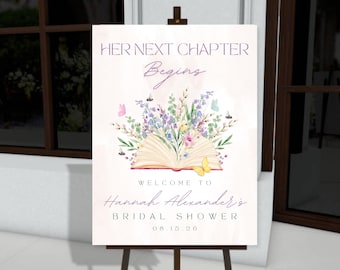 Ihr nächstes Kapitel beginnt Wildblumen Brautdusche Willkommensschild (digitaler Download), neues Kapitel Brautdusche, Buch Brautdusche
