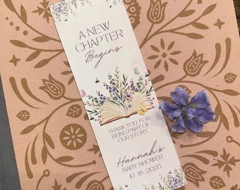 Bookmark Favor Tags for Book Themed Baby Shower (Digital Download), A New Chapter Begins Wildflower Baby Shower, Our Next Chapter