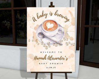 Ein Baby braut Babyparty Willkommensschild (Digitaler Download), Kaffee-Babyparty, Espresso, Latte, süßes Schild, Geschlecht Neutral-Babyparty