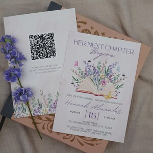 Her Next Chapter Begins Wildflower Bridal Shower Invitation (PRINTED), New Chapter Bridal Shower, Book Themed Bridal Shower, Flower Shower Bild 2