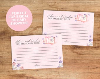 A New Chapter Begins Pink Bow Advice Cards (Digital Download), Advice for the Bride Cards, Advice for the Mom, Bridal Shower, Baby Shower