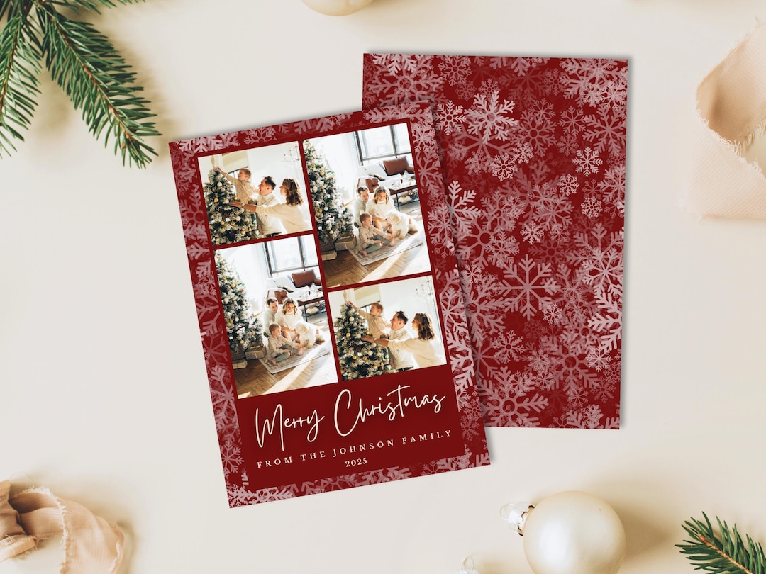 Photo Christmas Card Template With Editable Text (digital Download ...