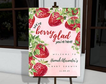 Berry Sweet Baby Shower Welcome Sign (Digital Download), Strawberry Baby Shower, Fruit Baby Shower, Berry Baby Shower, Pink Baby Shower