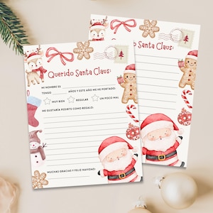 Carta a Papá Noel (Descarga digital), Querido Papá Noel, Correo de Papá Noel, Lista de deseos de Navidad, Imprimible para niños, Español