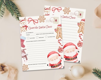 Letter To Santa Claus (Digital Download), Carta a Papá Noel, Dear Santa, Santa Mail, Christmas Wish List, Printable for kids, Spanish