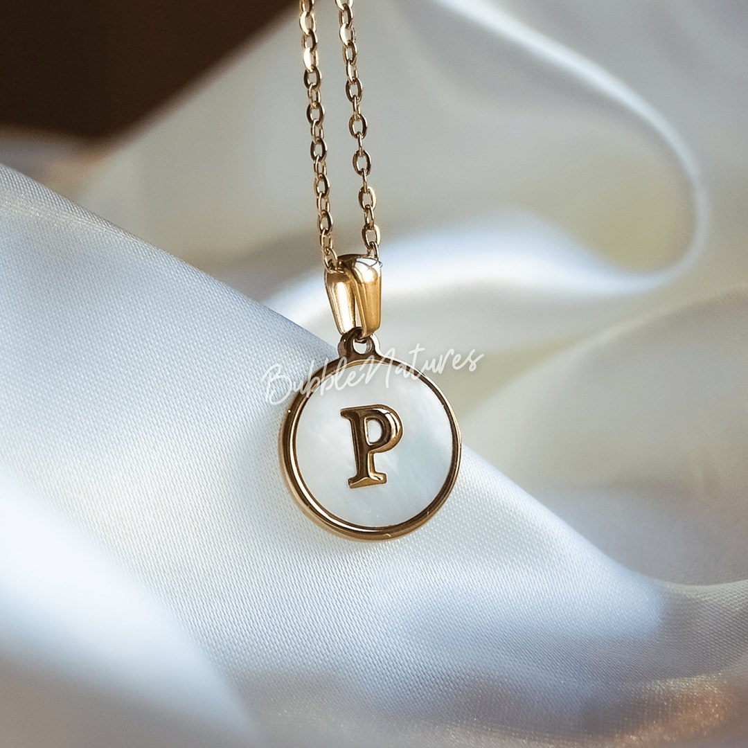 Initial Shell Pendants Gold Plated Initial Necklace: Custom Shell Pendant, Stainless Steel - Etsy