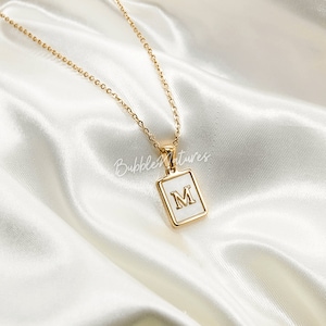 Collar personalizado para mujer, collar con letra inicial dorada, joyería con nombre de concha blanca, regalo de Navidad - Bubblenatures