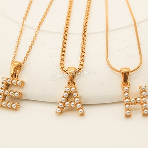 Regalos personalizados para mujer, collar con inicial, colgante chapado en oro, concha blanca, joya con nombre único - Bubblenatures