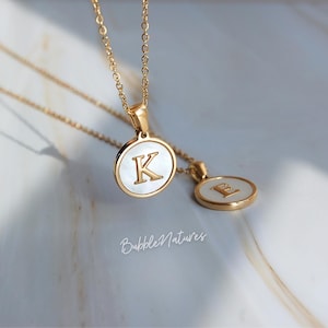 Collier pendentif initiale personnalisé - Collier lettre nacre - Collier monogramme en or - Bijoux prénom personnalisés - Bubblenatures