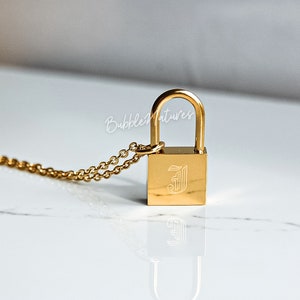 Regalos personalizados para mujer, collar con candado y letra inicial, regalo para ella, regalo de cumpleaños - Bubblenatures