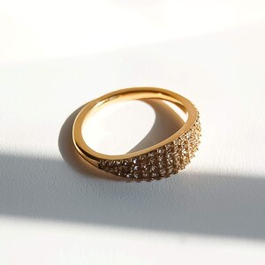 Vintage Style 18k Gold Plated Stainless Steel with Clear White Zircon Ring, Tarnish Free, Gift For Her - Bubblenatures