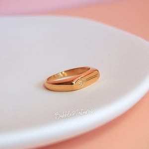 Flower Signet Ring, Gold Plated Band Ring, Ring Jewellery Gift for Women with Personalised Card - Bubblenatures