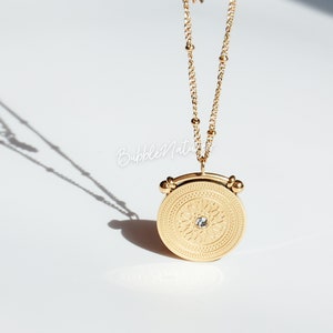 Vintage stijl vergulde ketting, gelaagde ster zon munthanger sieraad cadeau met gepersonaliseerde kaart - Bubblenatures