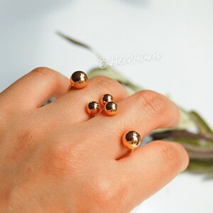 Jewellery Gift for Women, Nordic Design 18k Gold Plated Ball Ring - Free Size - Birthday Gift for Her -Bubblenatures