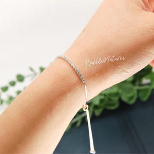 Bracelet tennis scintillant réglable en argent sterling 2 mm, cadeau bijou avec carte personnalisée - Bubblenatures