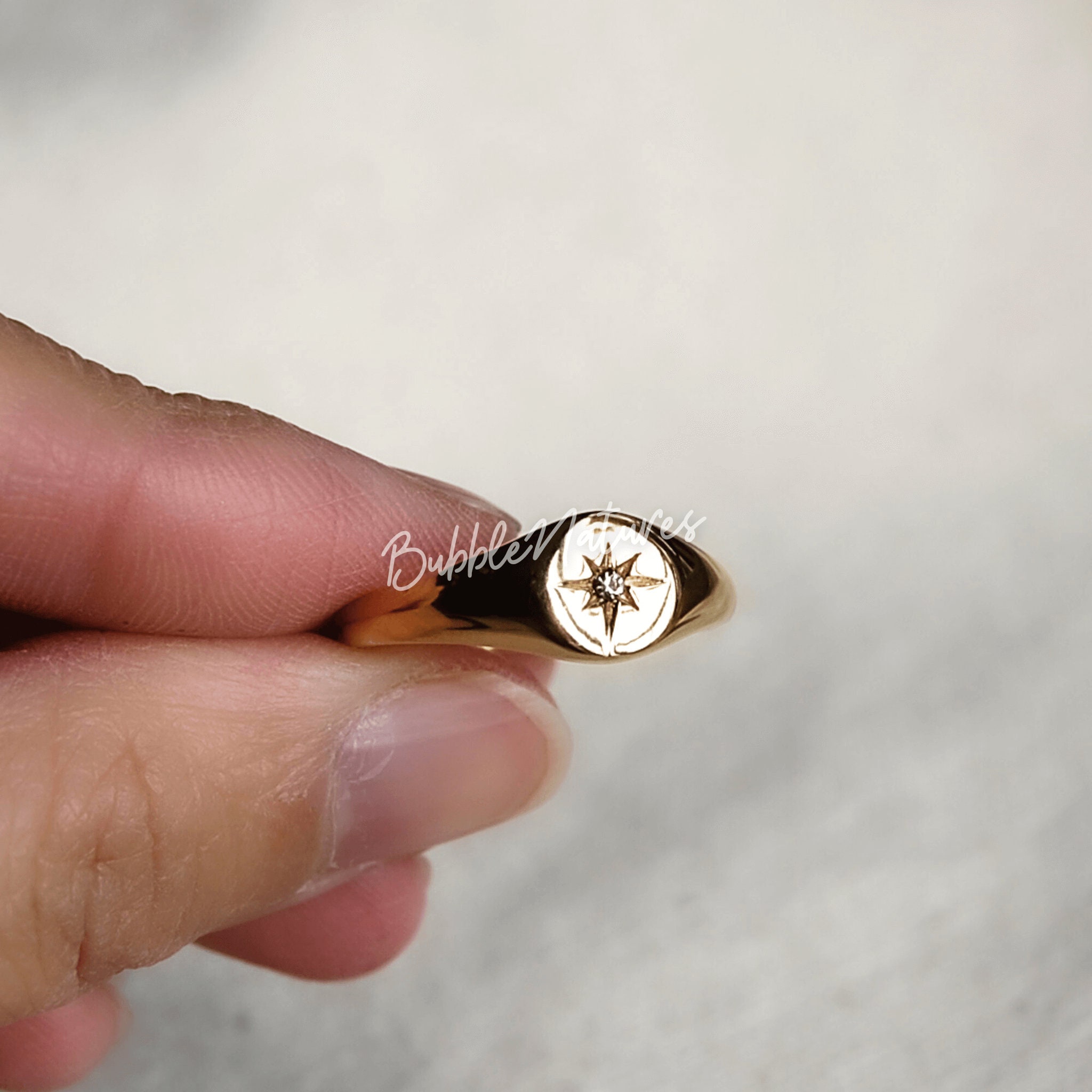 Gold Plated North Star Ring: CZ Celestial Band - Etsy