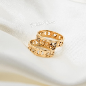 Bague soleil lune d'inspiration vintage avec carte personnalisée - Bubblenatures