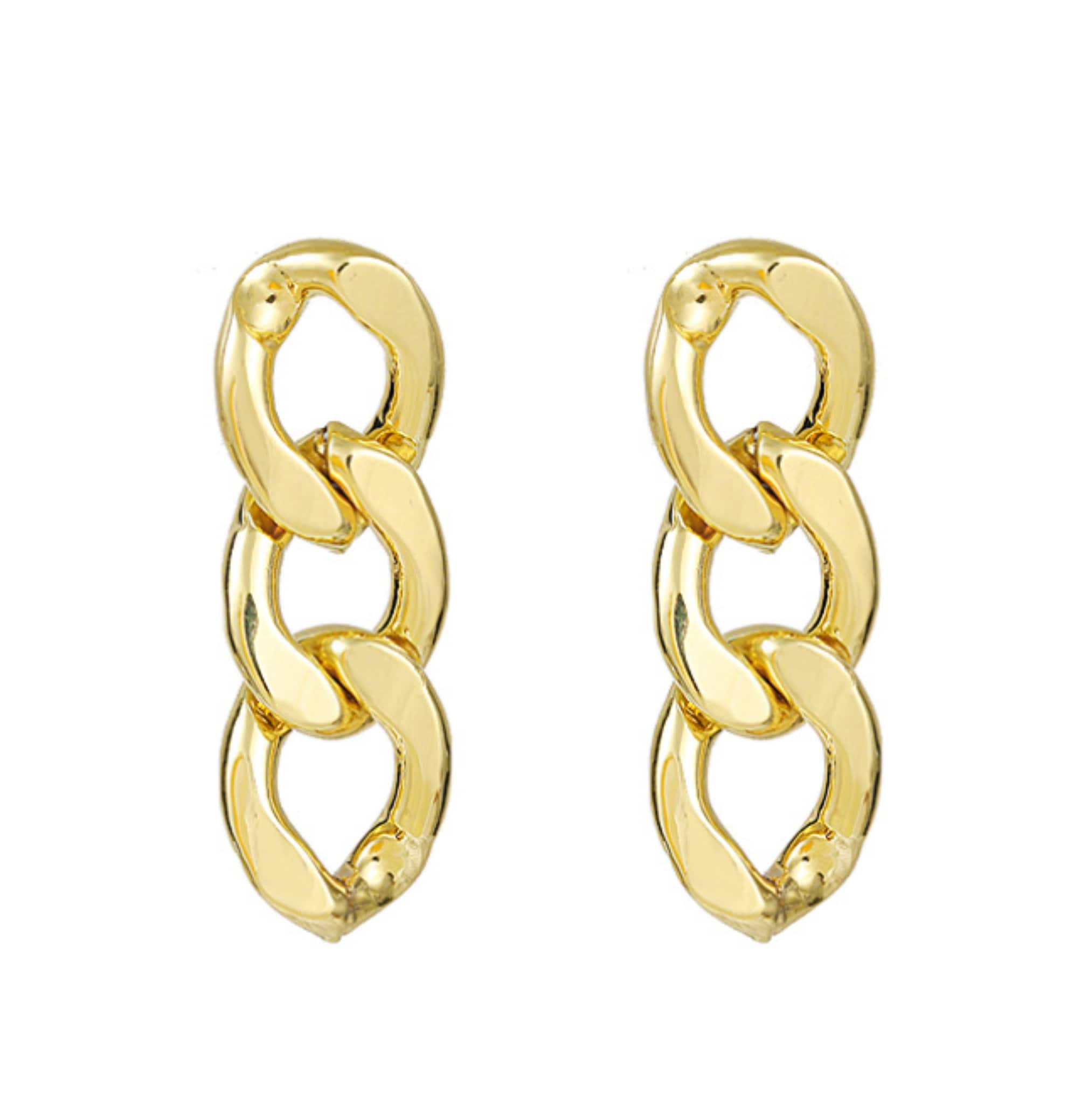 Waterproof 2PCS Cuban Link Chain Earrings Simple Dangling Etsy UK