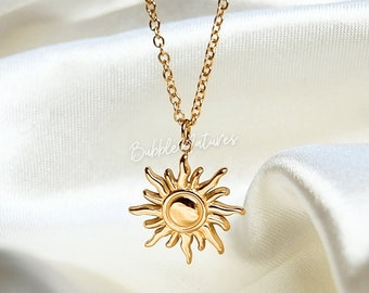 Sun Layering Sunburst Necklace Jewellery Gift For Women, Gold Plated Necklace, Celestial Necklace - Bubblenatures
