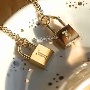 Personalized Necklace Gift for Women, Custom Initial Padlock Necklace - Elegant Gold-Plated Jewelry - Bubblenatures