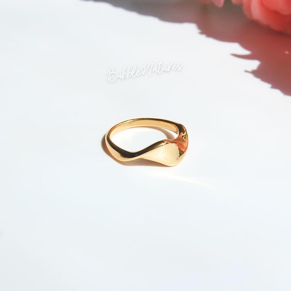 Chunky Gold Plated Ring: Irregular Twist, Hypoallergenic Jewelry