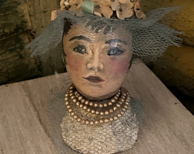 Vintage Paper Mache Womans Head Etsy