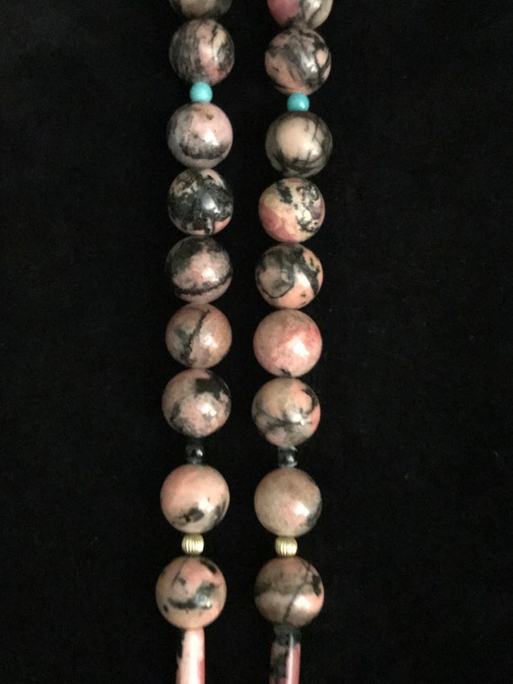 Vintage beaded Necklace with Jade Medallion - image 4