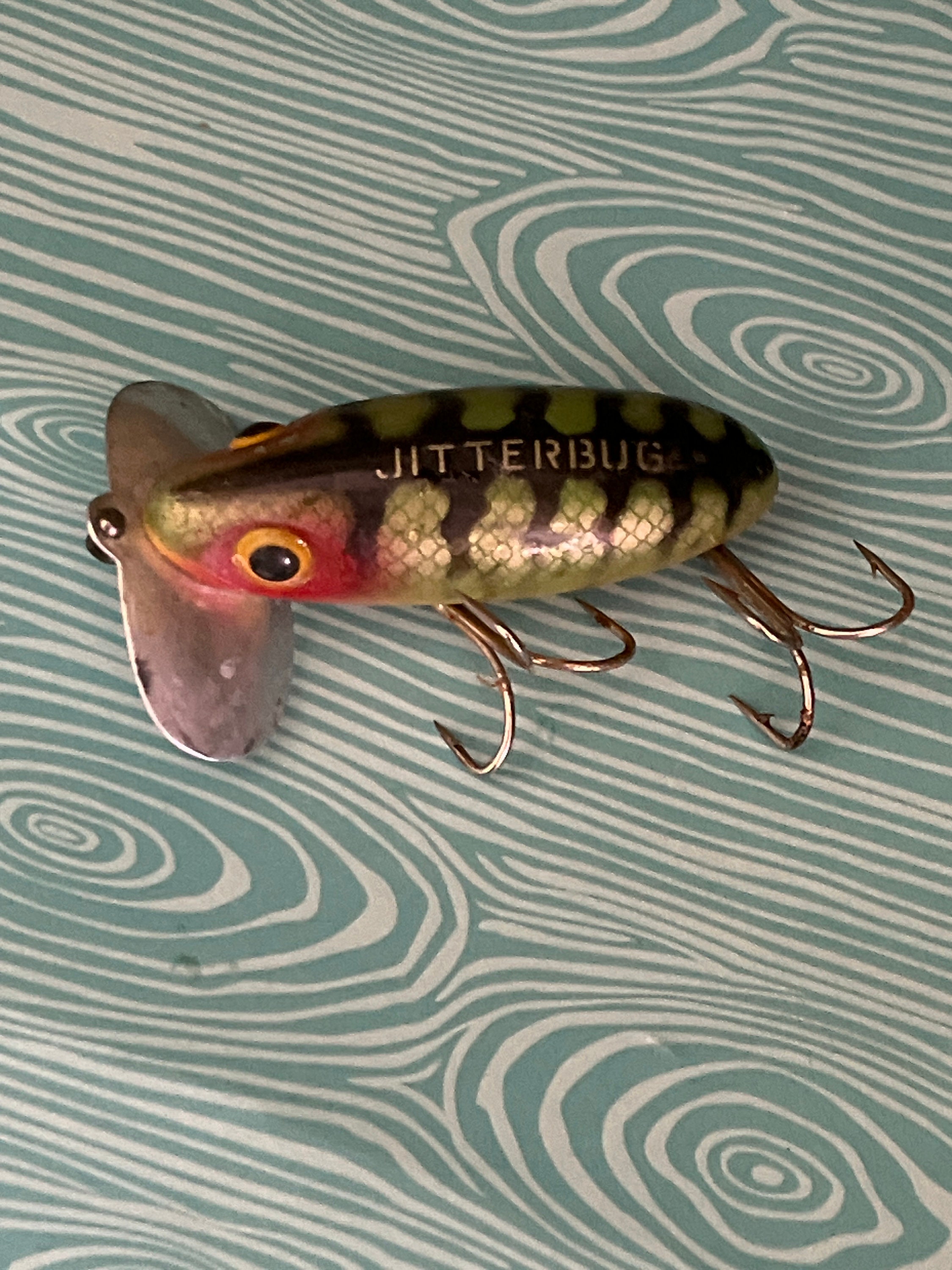 2 Fred Arbogast Jitterbug Lure Flock Mouse & Flock Brow