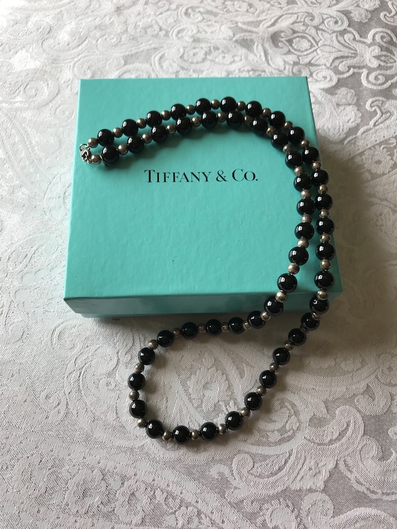 Vintage Tiffany and Co. Onyx and Sterling beaded n